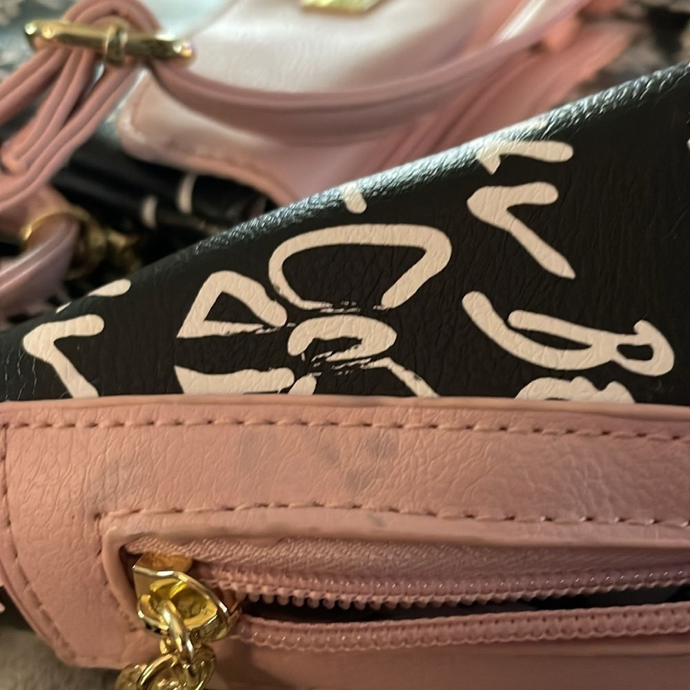 Betsy Johnson Luv   2 in 1 Backpack Purse  Black / Pink  Size Medium - Picture 16 of 16